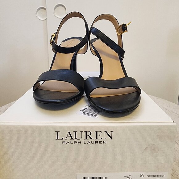 Lauren Ralph Lauren Shoes - Lauren Ralph Lauren Womens Gwen Ankle-Strap Dress Black Leather from Macy’s C006